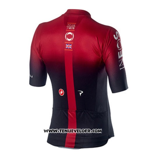 2019 Maillot Ciclismo Castelli Ineos Noir Rouge Manches Courtes et Cuissard